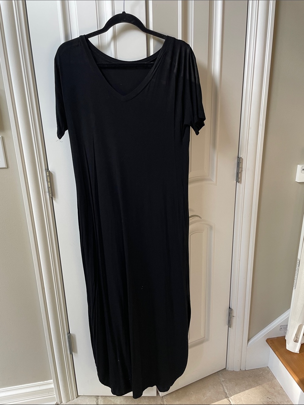 Classic Black V-Neck Maxi Dress